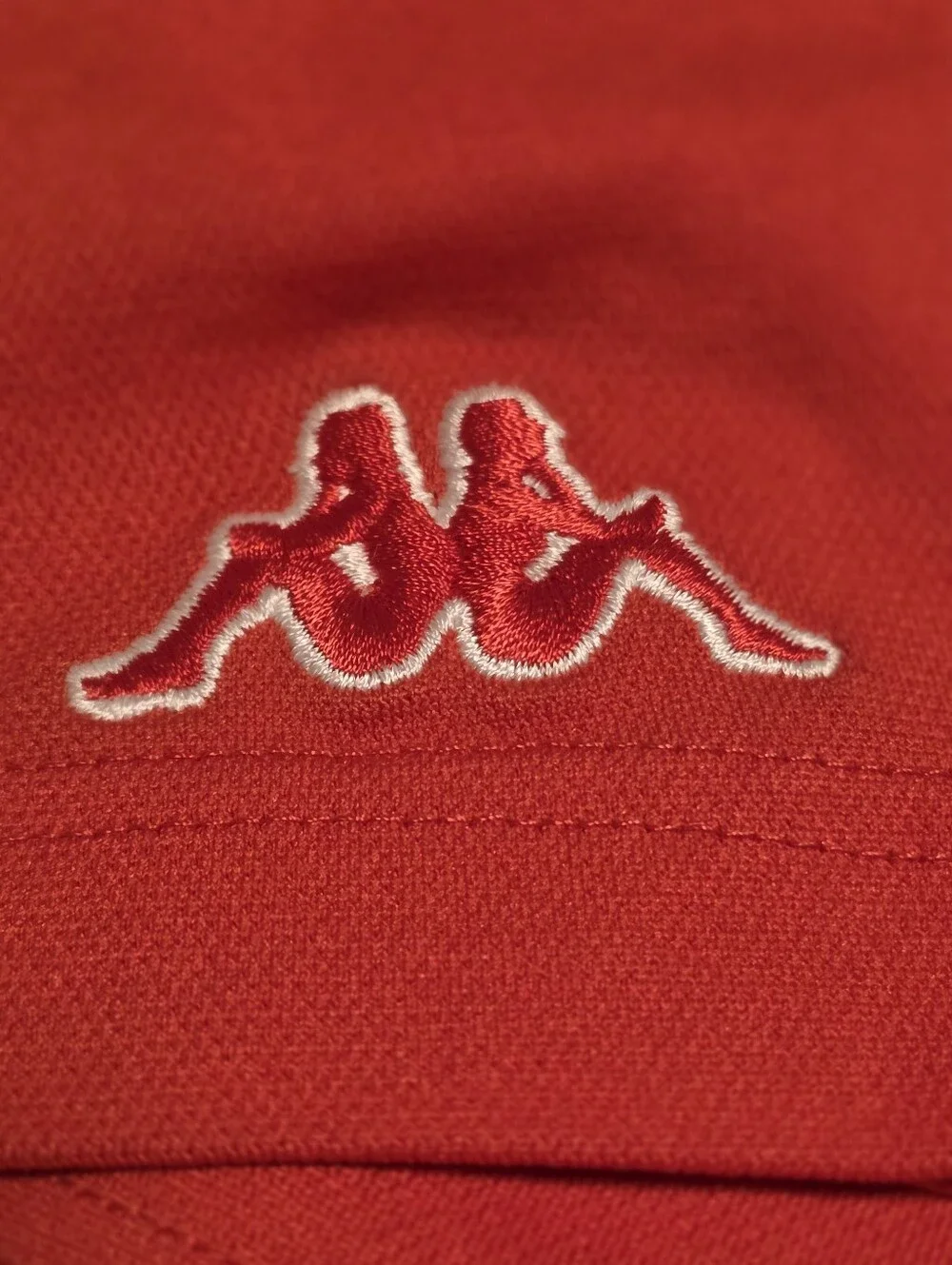 Kappa Red Embroidered Mud Flap Graphic Drawstring Athletic Shorts EUC Size L